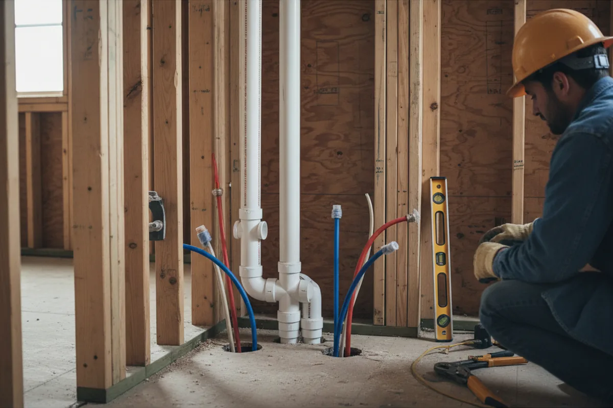 Drain and supply rough-in during Drain Cleaning in Sparta