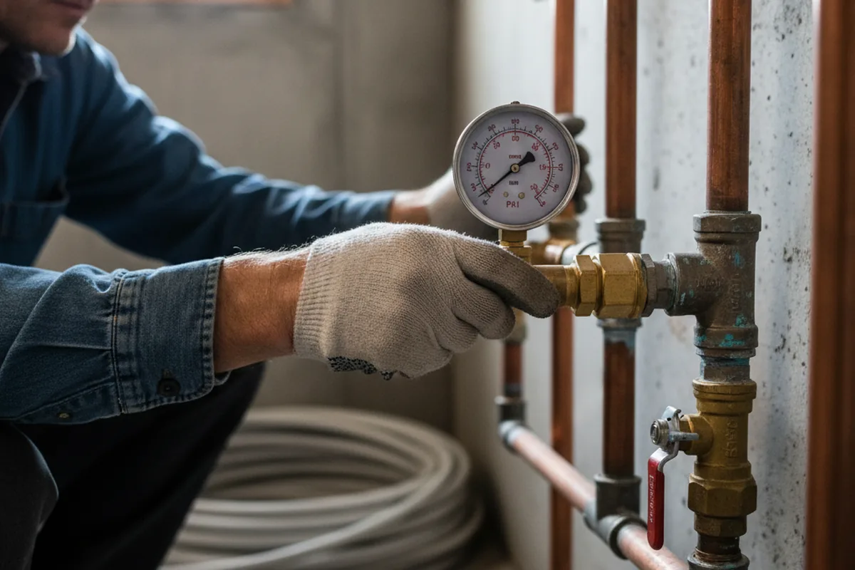 Pressure testing a repaired line during Water Line Repair in Sparta